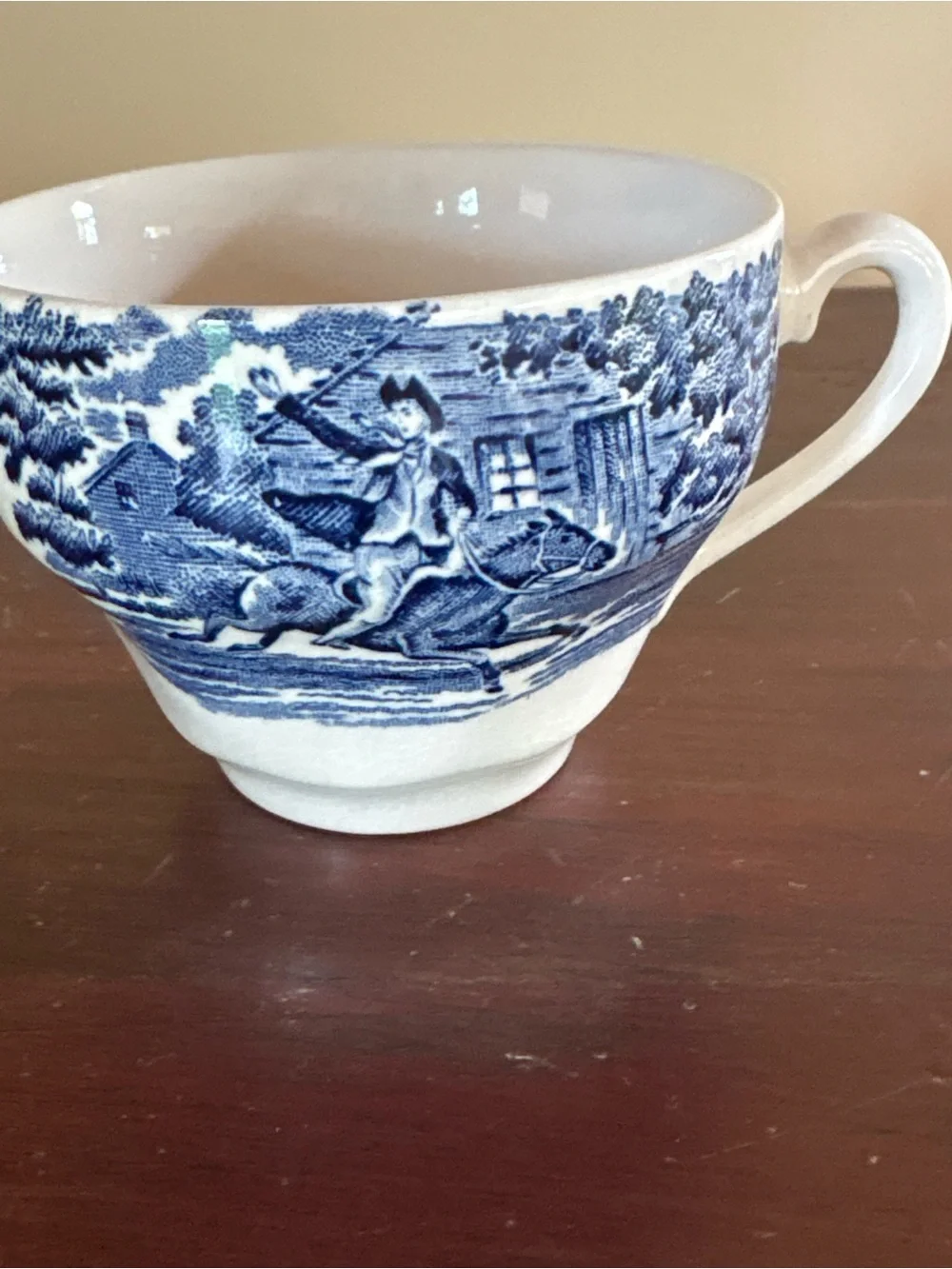 Vintage Staffordshire Liberty Blue Tea Cup Paul Revere England Transferware